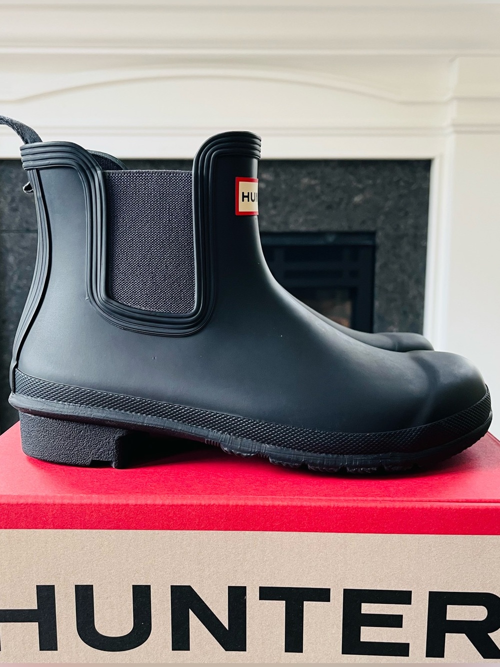 Hunter Original Chelsea Boots Rubber Slip-On Navy WFS2078RMA Women's Size 7 NIB - Picture 3 of 7